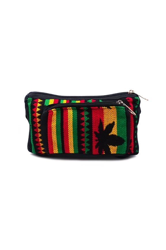 Rasta Aztec Tribal Print Pattern Adjustable Buckle Fanny Pack Waist Bag - Handmade Belt Pouch Boho Travel Accessories