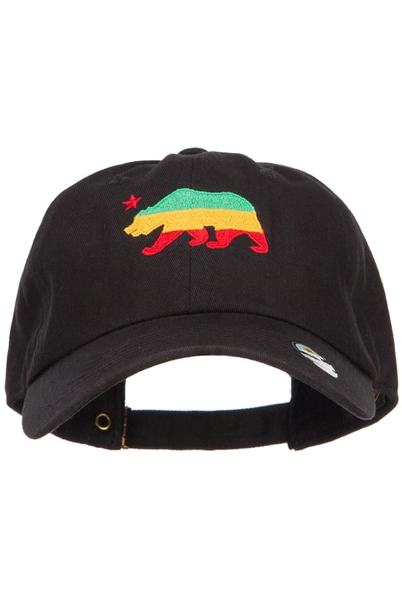 Rasta Cali Bear Embroidered Unstructured Cap - Black OSFM