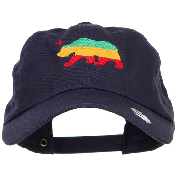 Rasta Cali Bear Embroidered Unstructured Cap - Navy OSFM