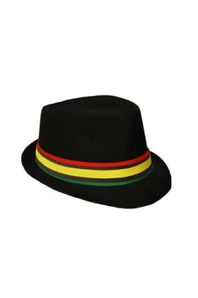 Rasta Color Fedora Adult Hat M/L One Size Gangster Trilby Hat Cuban Style Reggae