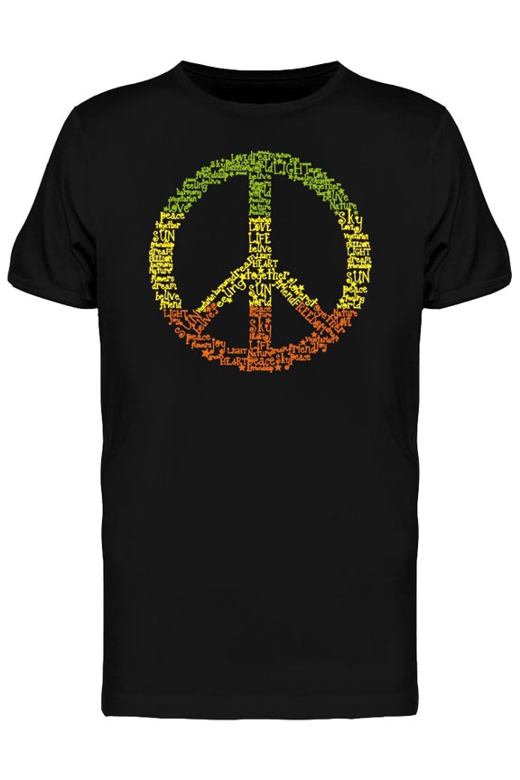 Rasta Colored Peace T-Shirt Men -Image by Shutterstock, Male 3X-Large