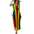 thumbnail image 1 of Rasta Colors Red Green GoldBright Colored Striped Pattern Sleeveless Dress dresses for official occasions luxury dresses, 1 of 6