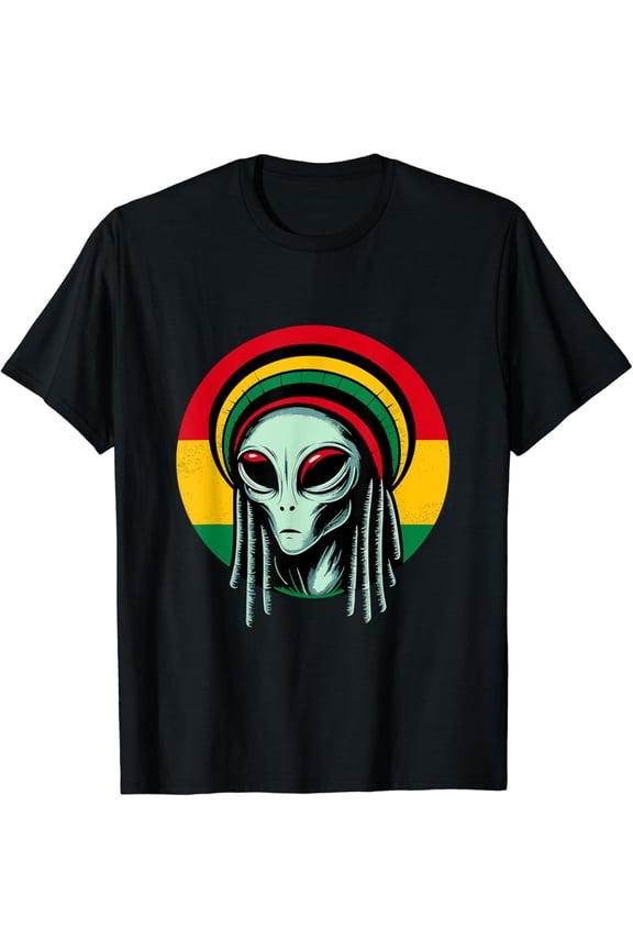 Rasta Dreadlock Alien Reggae Roots Jamaica UFO Rastafarian T-shirt