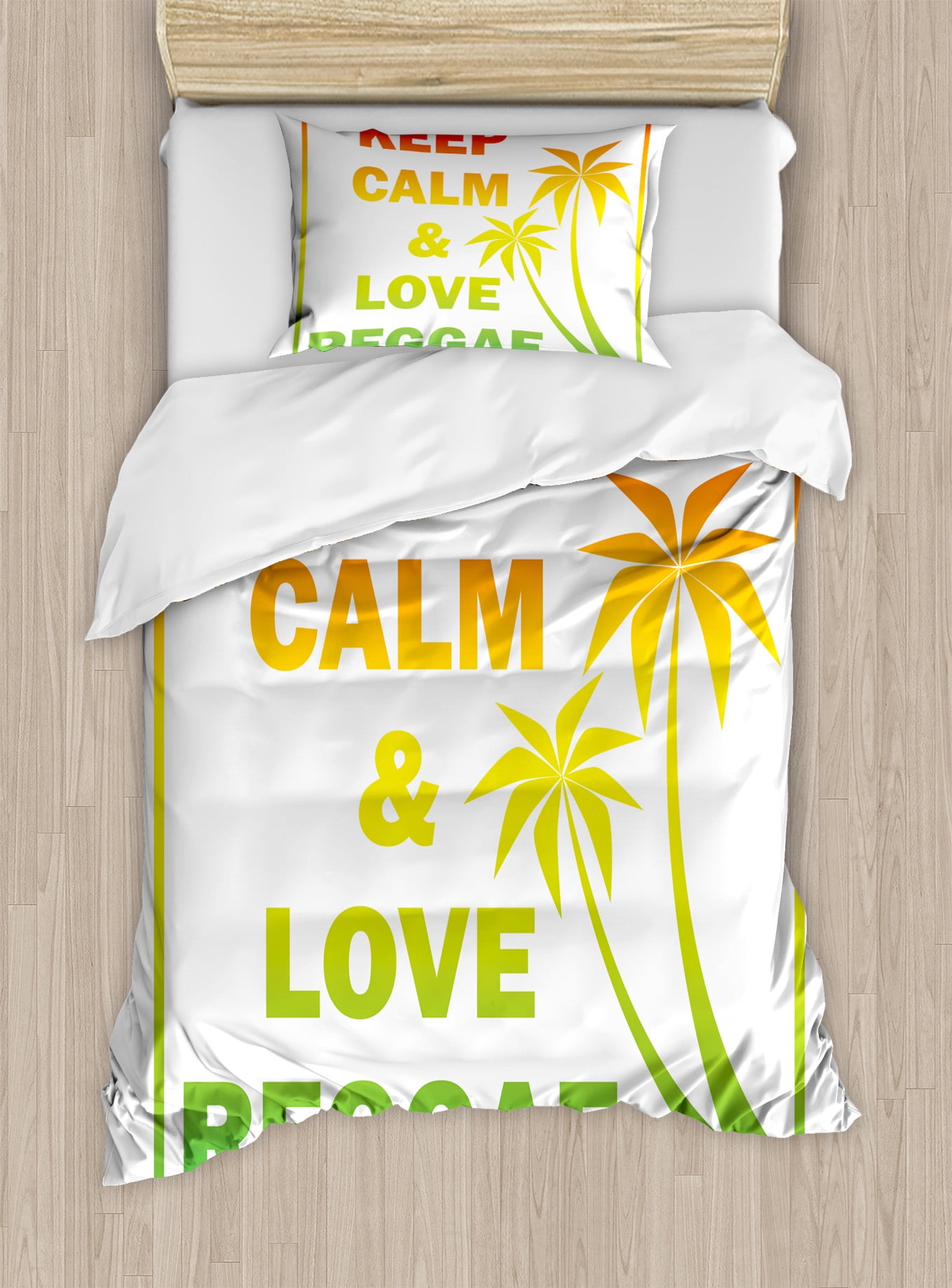 Twin Green and Yellow Reggae Duvet Cover Set
