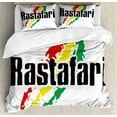thumbnail image 1 of Rasta Duvet Cover Set King Size, Reggae Rastafari Lettering on Grunge Design Flag Colors Backdrop Art Print, Decorative 3 Piece Bedding Set with 2 Pillow Shams, Red Green and Yellow, by Ambesonne, 1 of 3