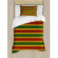 thumbnail image 1 of Rasta Duvet Cover Set Twin Size, Geometrical Zig Zag Triangle Inspired Shapes in Flag Colors Art Print, Decorative 2 Piece Bedding Set with 1 Pillow Sham, Marigold Orange and Green, by Ambesonne, 1 of 3