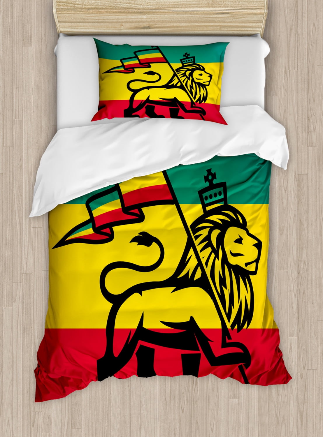 Rasta Lion Reggae Flag Twin Duvet Cover Set