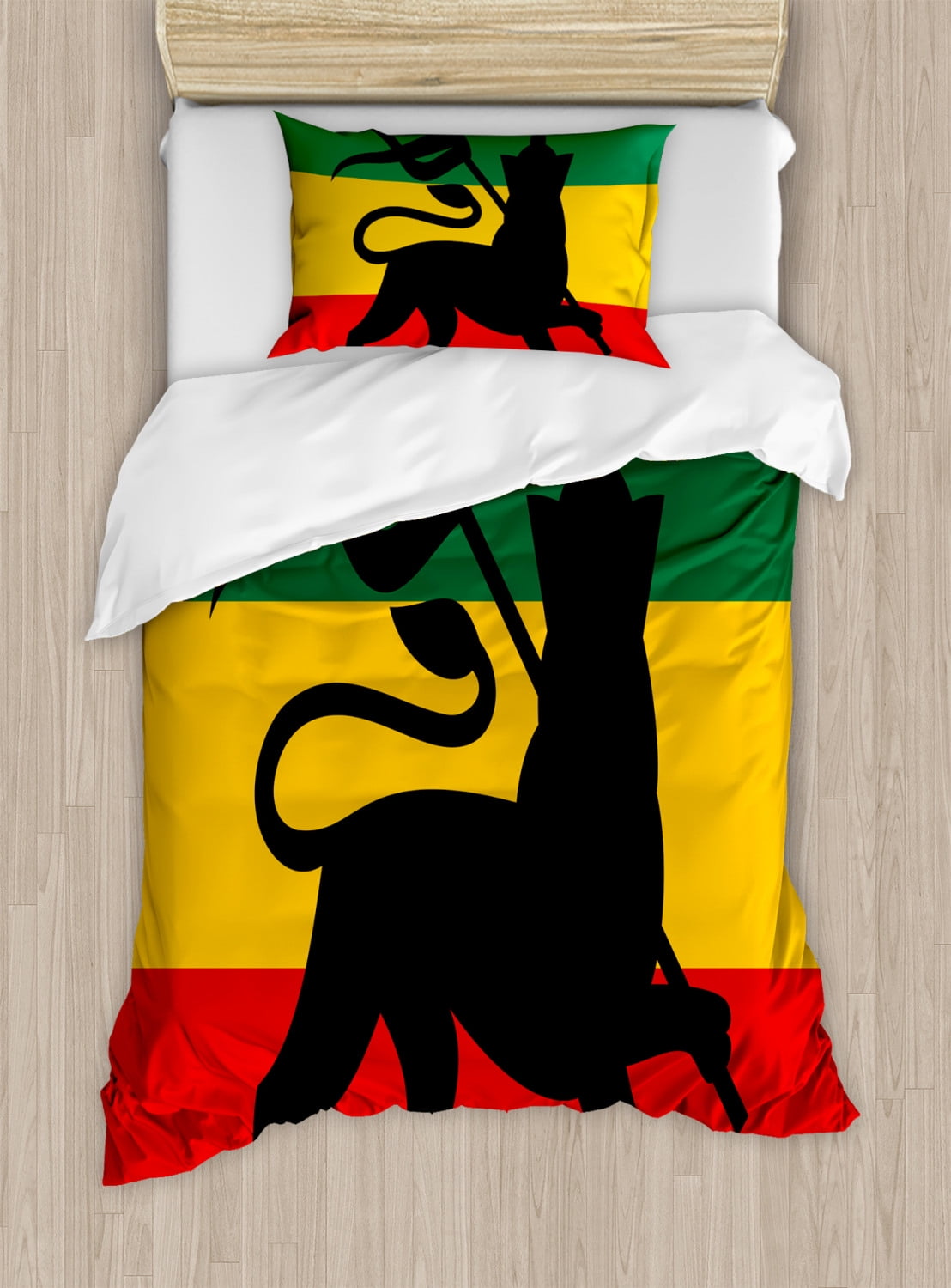 Twin Rasta Flag Judah Lion Duvet Cover Set