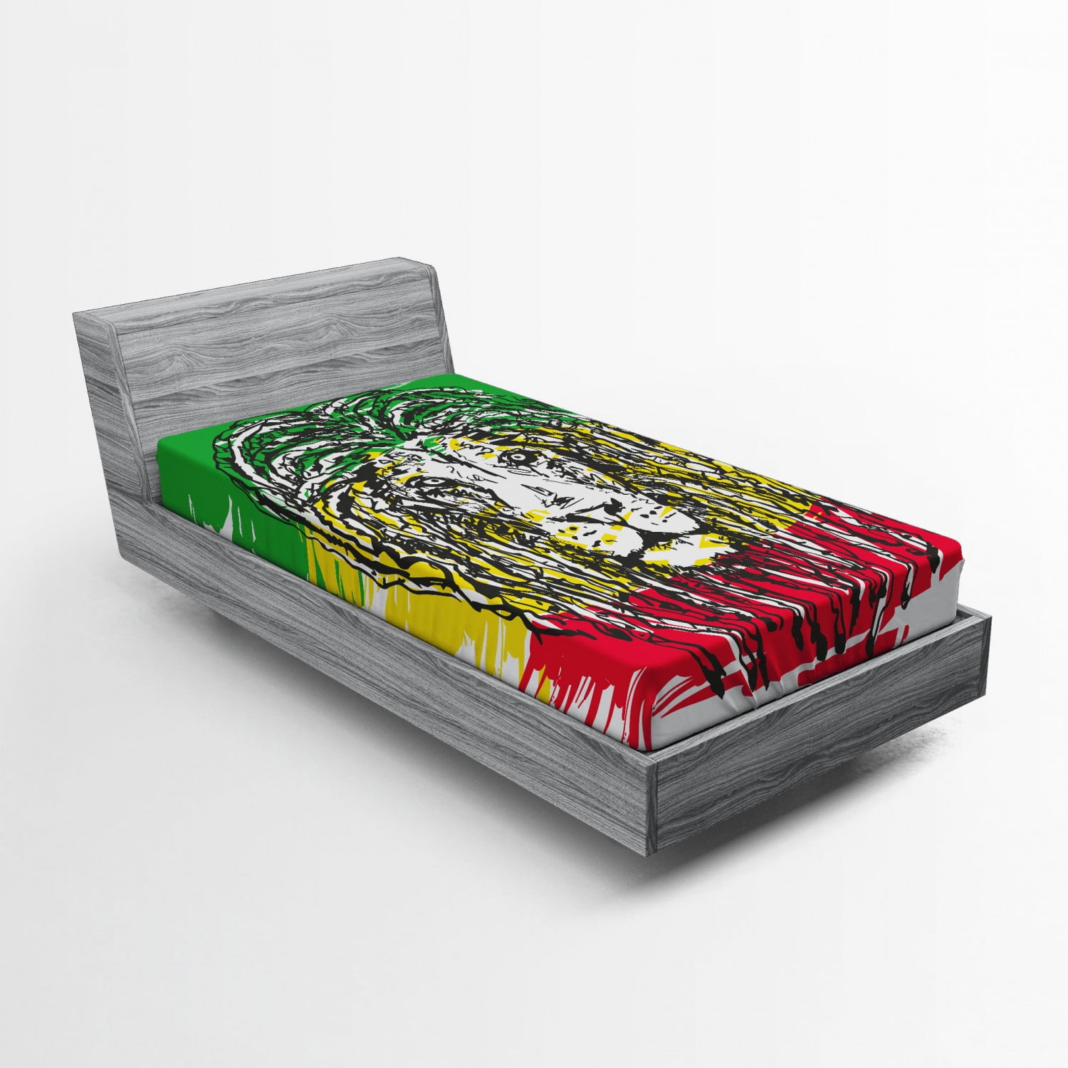 Rasta Lion Head Print Twin Microfiber Fitted Sheet
