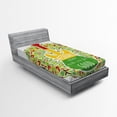 thumbnail image 1 of Ambesonne Rasta Fitted Sheet, Reggae Music Guitar, Twin Size, Green Yellow and Red, 1 of 2