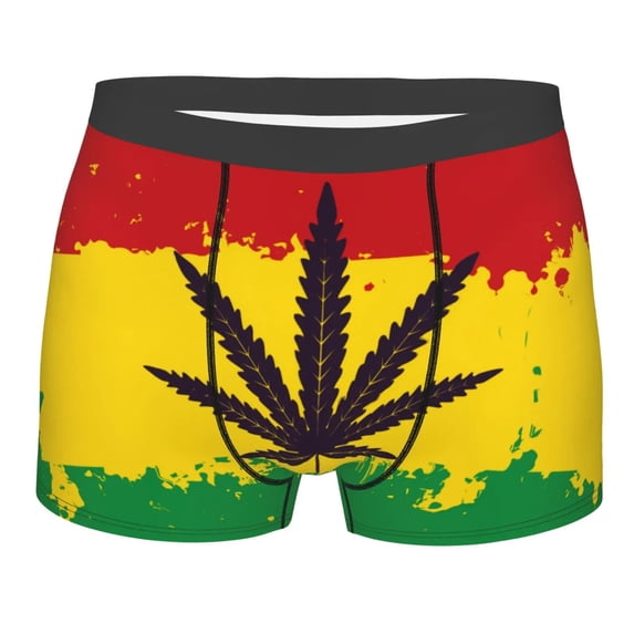 Rasta Flag Boxer for Men Underwear Weed Underpants Male Panties Pouch Short Pants
