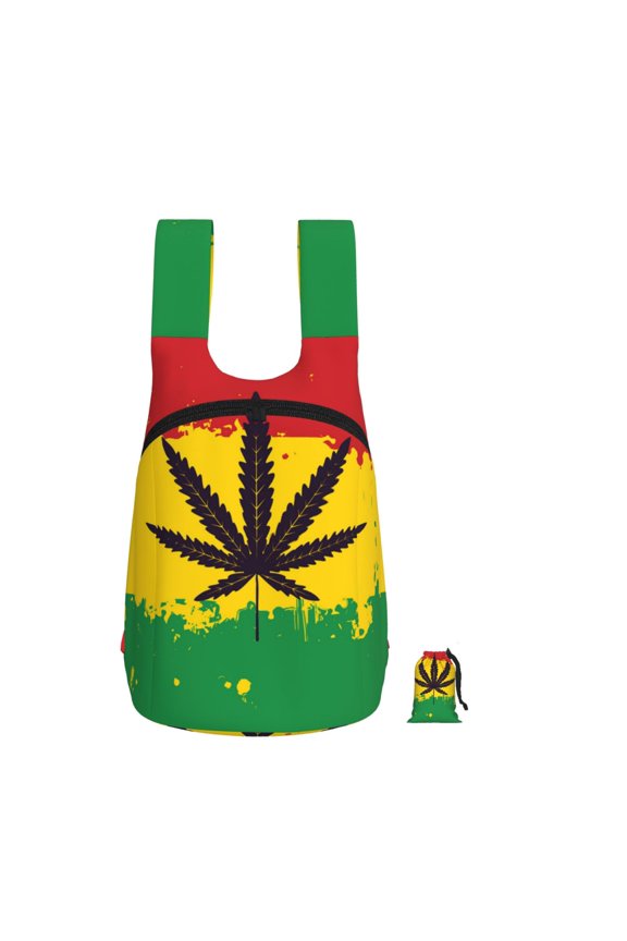 Rasta Flag Psychedelic Hippie Foldable Storage Backpack Lightweight Packable Travel Daypack for Shopping Commuting Hiking