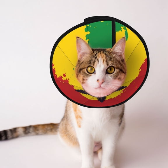 Rasta Flag Psychedelic Hippie Soft Pet Recovery Collar for Cats Small Dogs, Protective Elizabeth Collar for Post-Surgery, Anti-Lick & Anti-Scratch