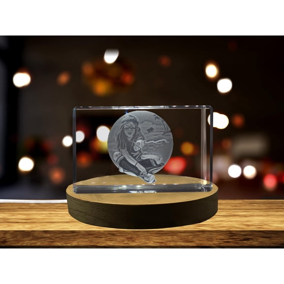 Rasta Girl on the Beach 3D Engraved Crystal 3D Engraved Crystal Keepsake/Gift/Decor/Collectible/Souvenir