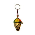 thumbnail image 1 of Rasta Hat Skull 3D Figurine Keychain Multicolored Macramé Metal Ring - Handmade Gifts Boho Car Keys Bag Accessories, 1 of 1