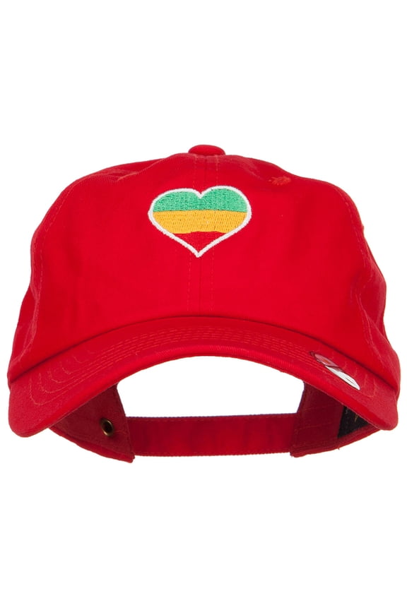 Rasta Heart Embroidered Unstructured Cap - Red OSFM