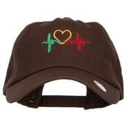 Rasta Heartbeat Embroidered Unstructured Cap - Brown OSFM
