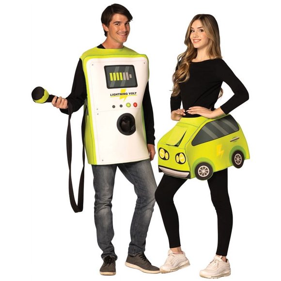 Rasta Imposta Adult Electric Car & Charger Couple's Costume - Size One Size Fits Most - Green