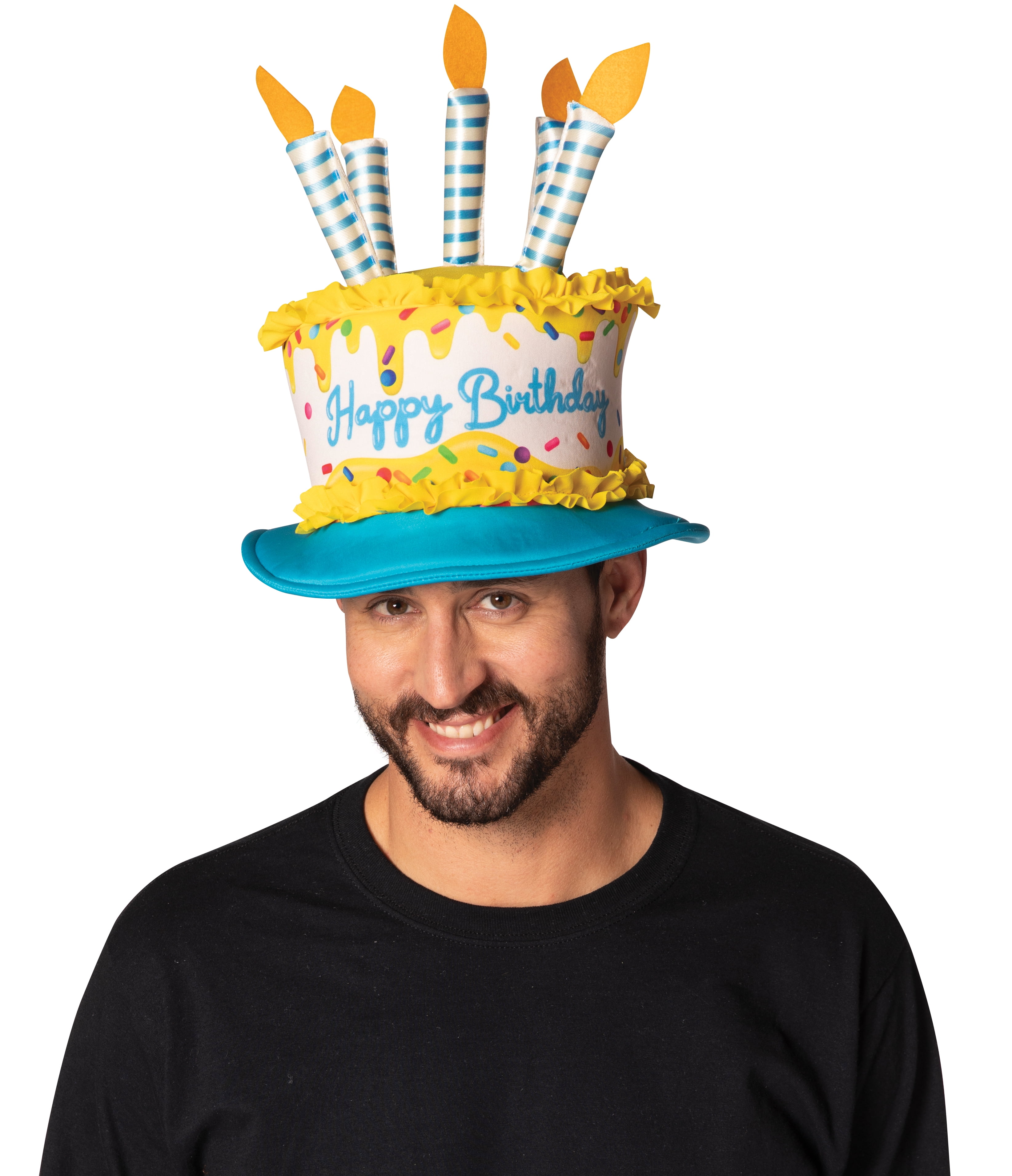 Rasta Imposta Birthday Cake Hat Costume, Blue and Yellow, Adult One Size