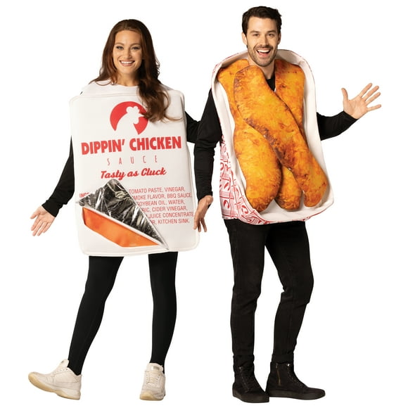 Rasta Imposta Chicken Fingers with Sauce Couples Halloween Costume, White & Red, Adult One Size, 10382
