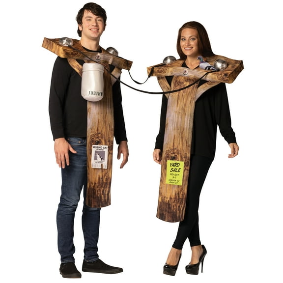 Rasta Imposta Electric Utility Poles Couples Halloween Costume, Men and Women's, Brown, Adult One Size, R1156-OS