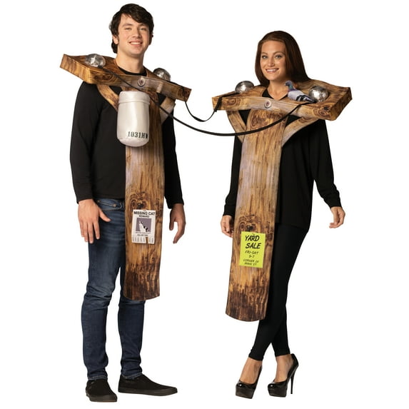 Rasta Imposta Electric Utility Poles Couples Halloween Costume, Men and Women's, Brown, Adult One Size, R1156-OS