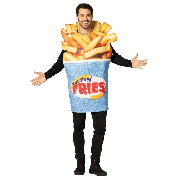 Rasta Imposta Festival Fries Bucket Halloween Costume, Men and Women's, Yellow Blue, Adult One Size, R1235-OS