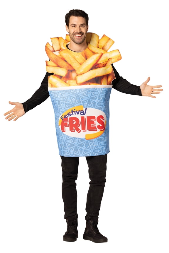 Festival Fries Bucket Halloween Costume, Men and Women's, Yellow Blue, Adult One Size, R1235-OS