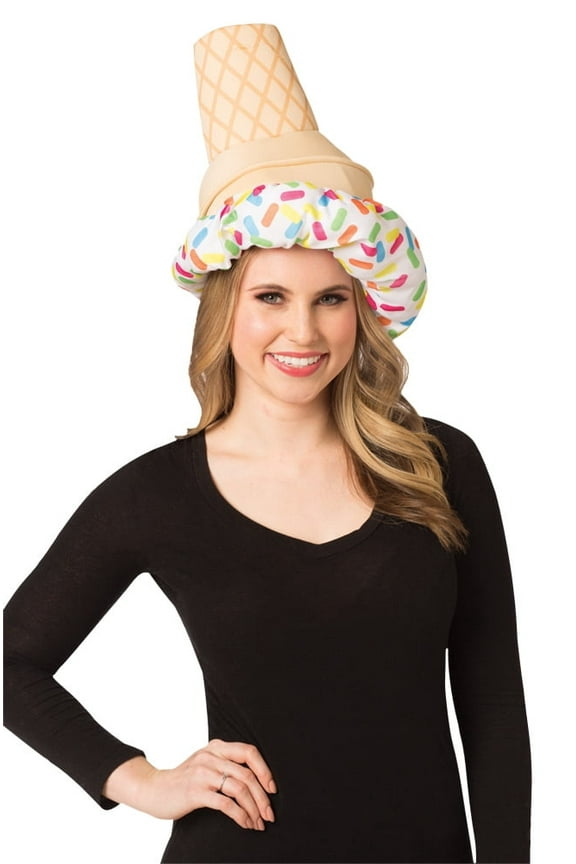 Ice Cream Cone Hat, One Size Fits Most Adults and Teens, Multicolor, Unisex