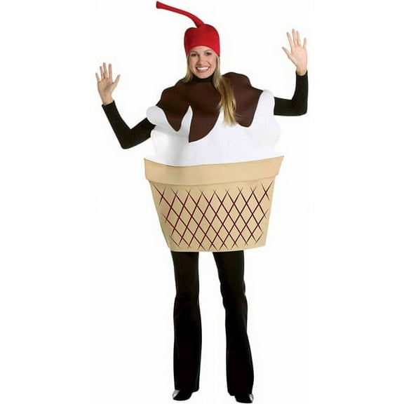 Rasta Imposta Ice Cream Sundae Costume for Adults with Cherry Hat, One Size Fits Most