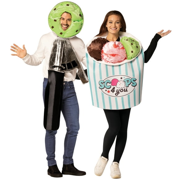Rasta Imposta Icecream Scoop and Container Halloween Couples Costume, Men and Women's, Multicolor, Adult One Size, 20033