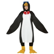 Penguin Halloween Costume, Black and White with Red Bowtie, Adult Unisex Size Fits Most Men and Women