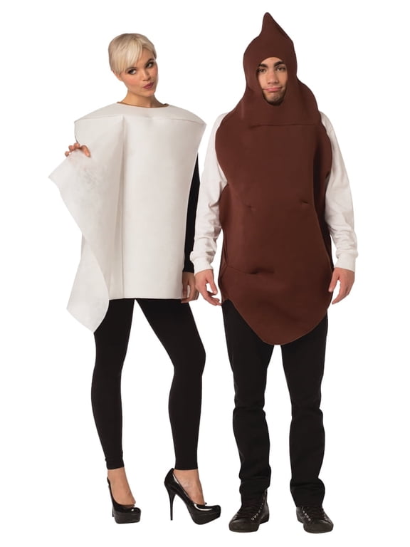 Poop and Toilet Paper Roll Halloween Adult Unisex Couple Costume, One Size