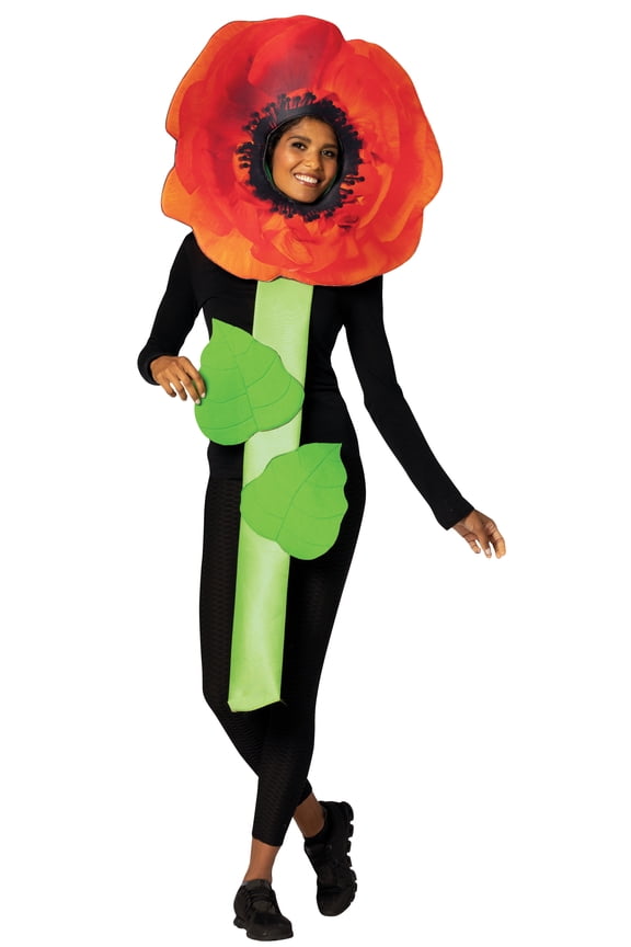 Poppy Flower Halloween Costume, Men and Women's, Red, Adult One Size, R7791-OS