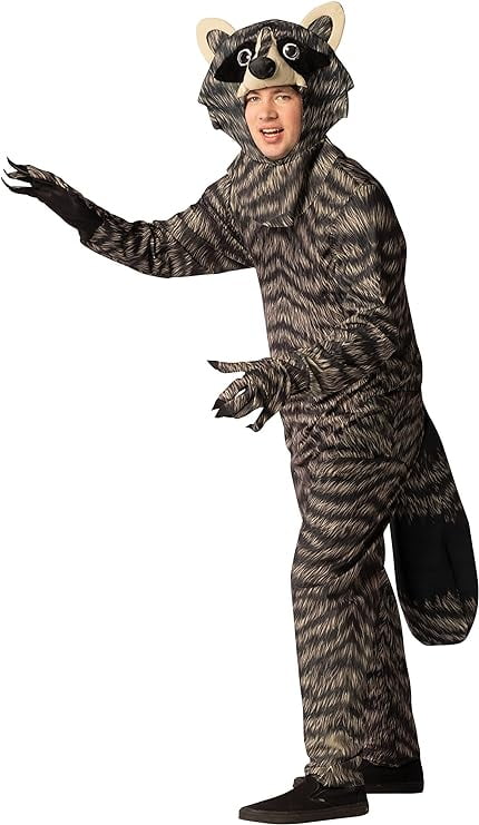 Rasta Imposta Racoon Halloween Costume, Men and Women, Multicolor