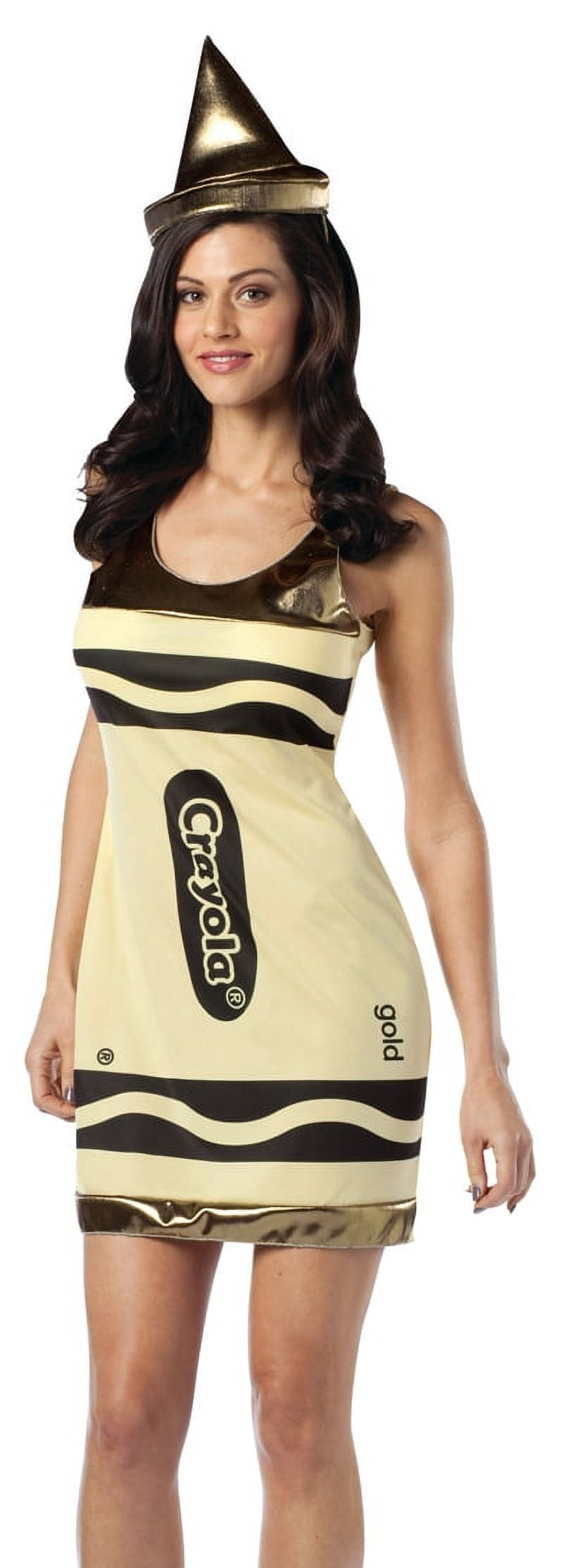 Rasta Imposta Sexy Adult Womens Gold Crayola Crayon Dress Halloween Costume