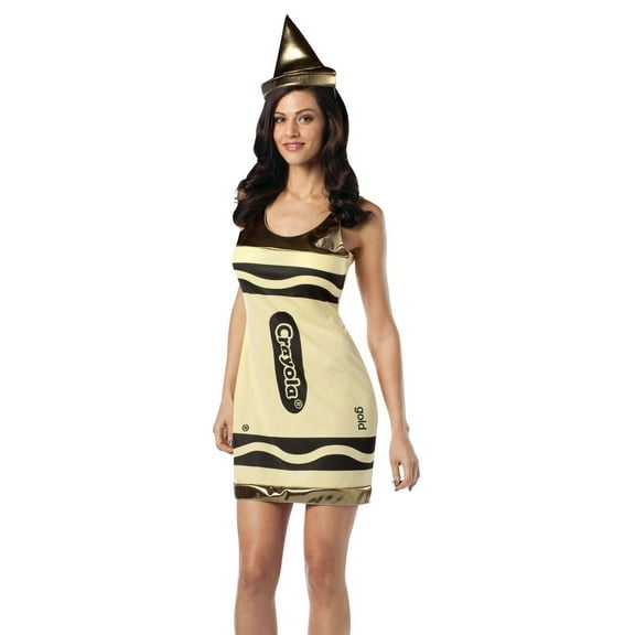 Rasta Imposta Sexy Adult Womens Gold Crayola Crayon Dress Halloween Costume