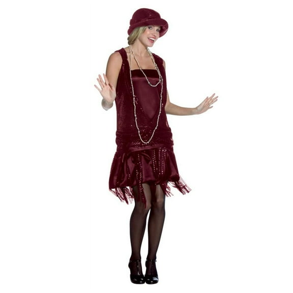 Rasta Imposta Womens Burgundy Flapper Costume With Dress & Hat Size 6-12
