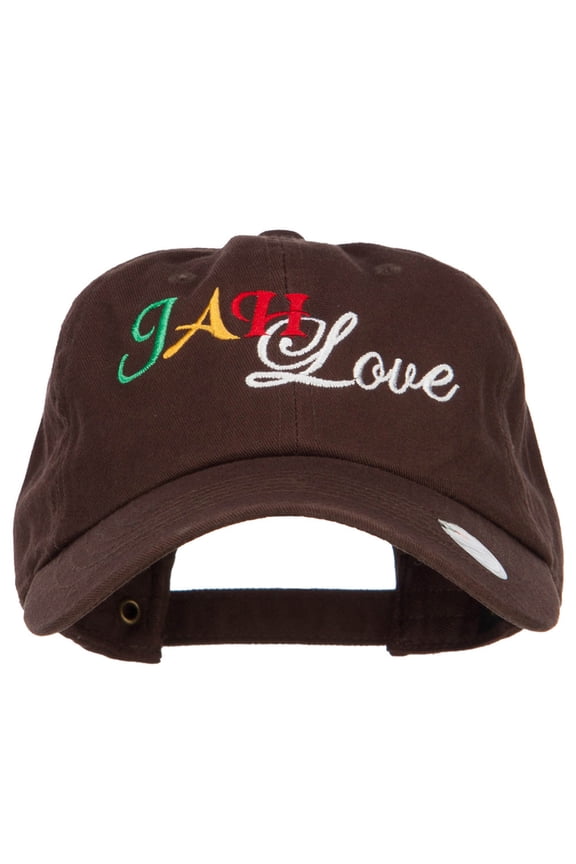 Rasta JAH Love Embroidered Unstructured Cap - Brown OSFM