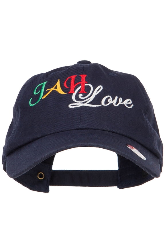 Rasta JAH Love Embroidered Unstructured Cap - Navy OSFM