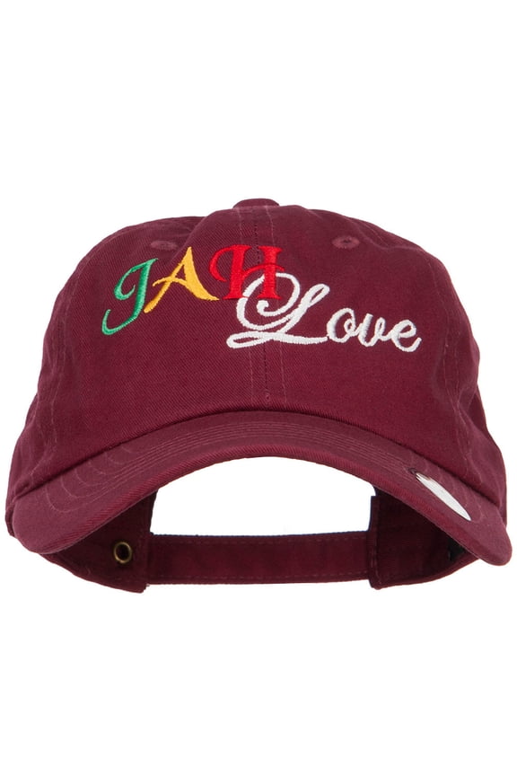 Rasta JAH Love Embroidered Unstructured Cap - Wine OSFM