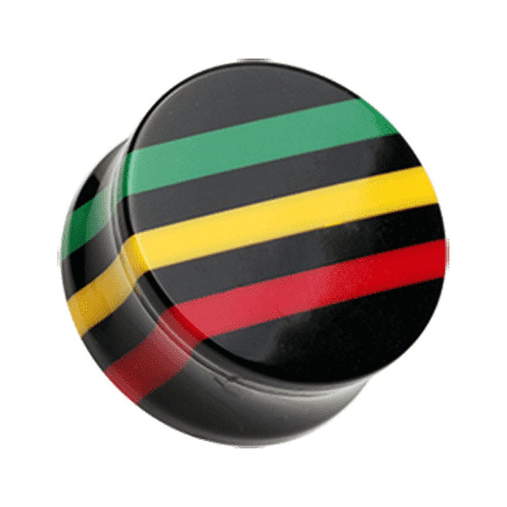Rasta Jamaican Stripe Double Flared Ear Gauge Plug