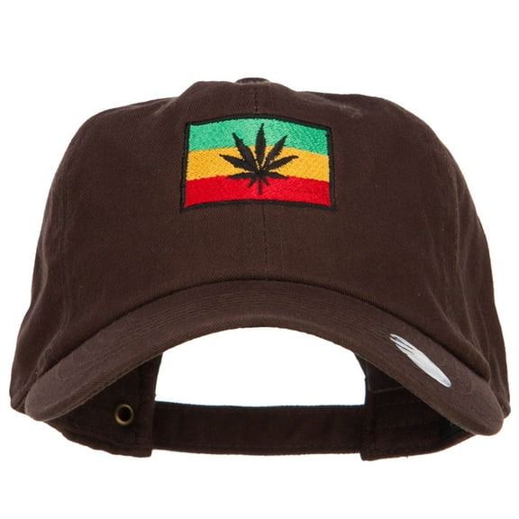 Rasta Leaf Flag Embroidered Unstructured Cap - Brown OSFM