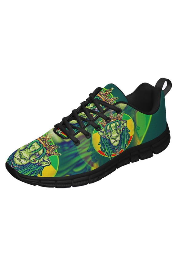 Rasta Lion King Shoes for Men Women Running Sneakers Breathable Casual Sport Tennis Shoes Gift for Him Her Black Size 10.5