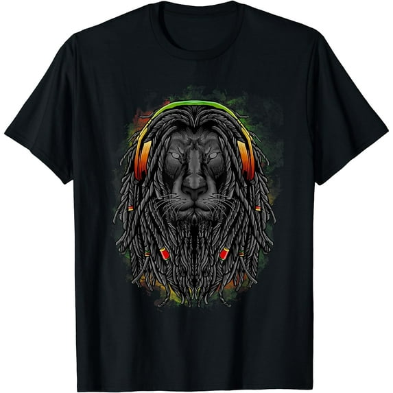 Rasta Lion With Dreads - Show Your Pride T-Shirt Black Small