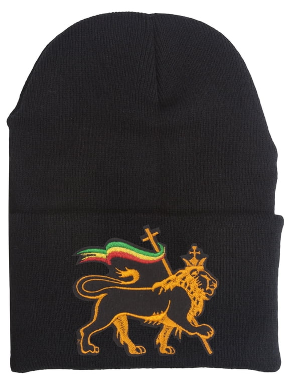 Rasta Lion of Judah Cuffed Beanie