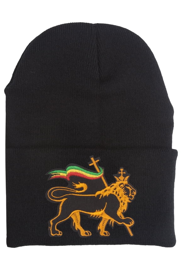 Rasta Lion of Judah Cuffed Beanie