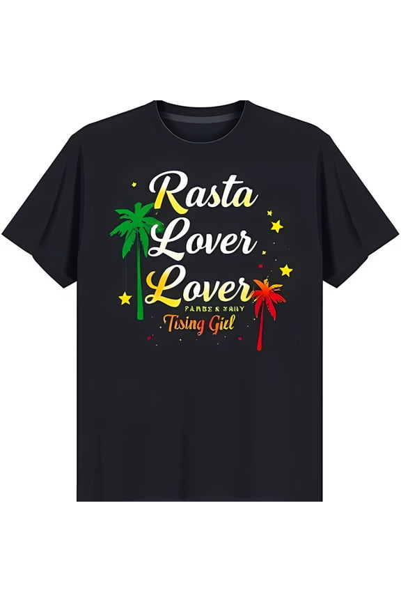 Rasta Lover Lover Black T-Shirt with Colorful Tree Graphic Celebrate Heritage