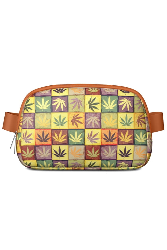 Rasta Marijuana Leaf Belt Bag for Women – Trippy Cannabis Leaf Sling Bag with Mesh Compartments & Durable Buckle – Water-Resistant Crossbody Hip Bag for Everyday Use