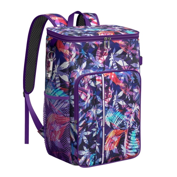 Rasta Marijuana Leaf Cooler Backpack Leakproof Insulated Lunch Bag with Psychedelic Weed Pattern for Outdoor Enthusiasts
